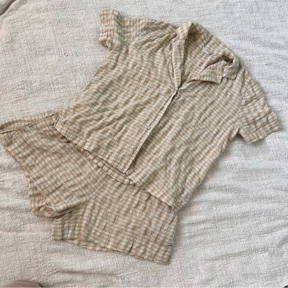 Gingham Women Shorts Set